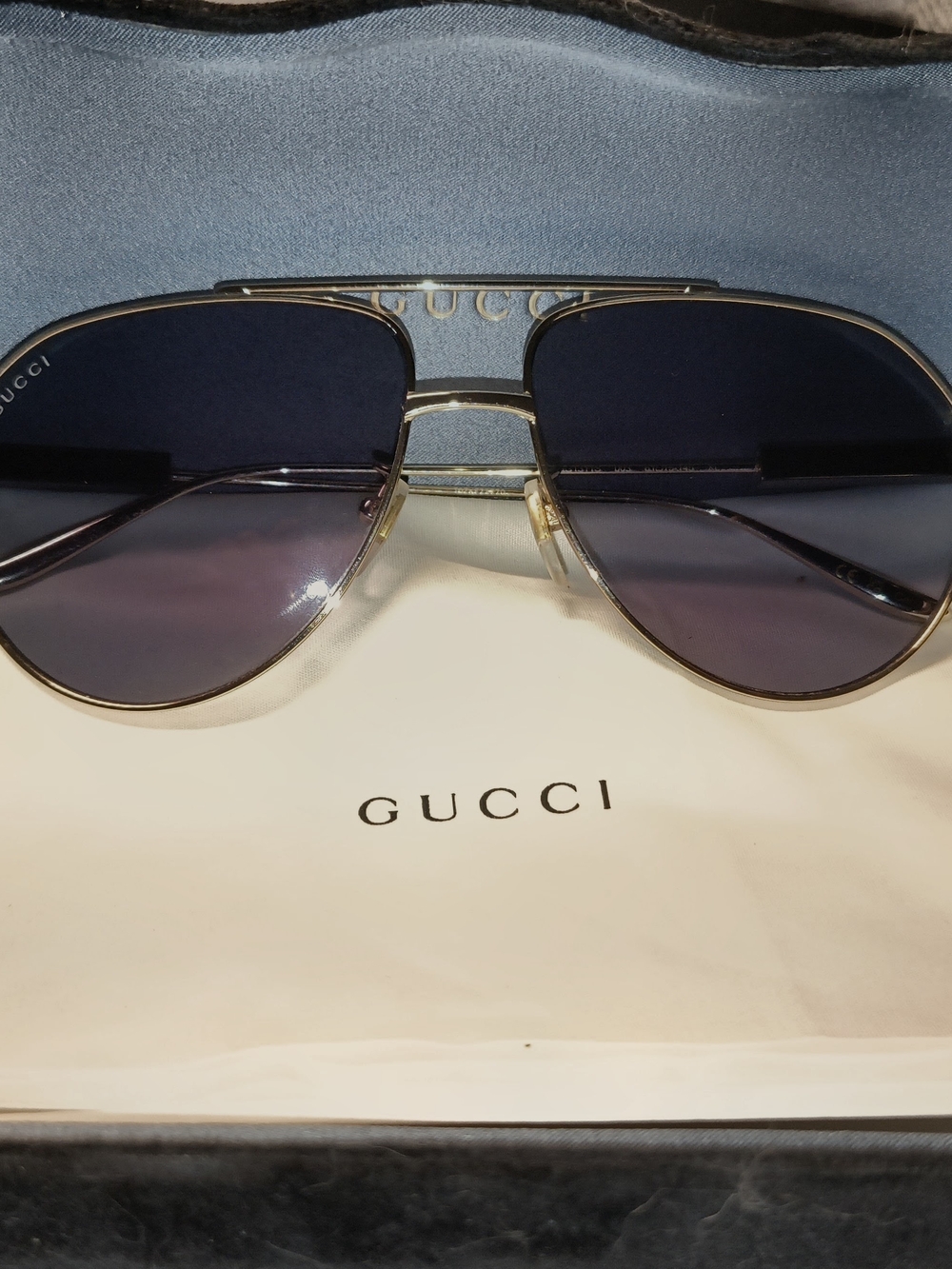 Gucci GG2064S Aviator Sunglasses Black & Gold